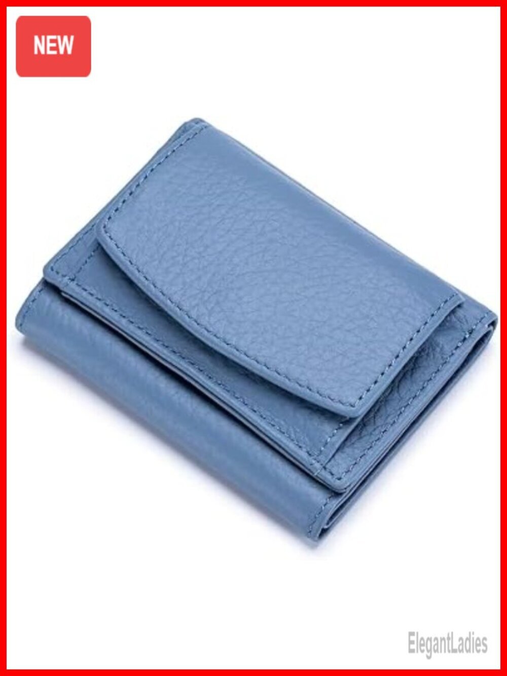 Genuine Leather RFID Blocking Tri-Fold Wallet with Snap Coin Pouch